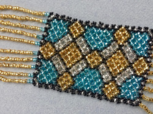 Collier Mexicain Vintage Perles De Verre Tressées - Sautoir Ethnique - Excellent état