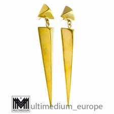 Vtg Modernist 925 Silber Ohrringe vergoldet Art Deco Stil