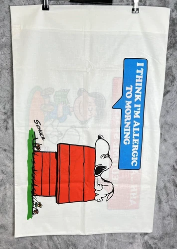 Vintage Peanuts Snoopy Pillowcase Lucy 1958 Allergic To Morning Bedtime Snack
