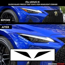 Fits 2021-25 IS300 IS350 BLACK Front Head Light Side Marker Overlay Vinyl Decal