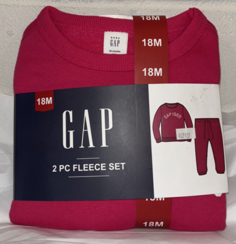 GAP Toddler Girls 18 Months Pink 2 Piece Jogger Fleece Set Long Sleeve Bottom