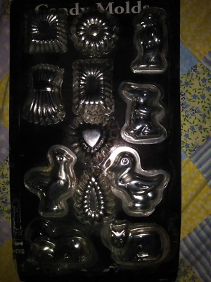 HTF Vintage Scandicrafts Set/12 Miniature Molds-Bear,Rabbit,Cat,Lamb,Hen,Dk-MIOP