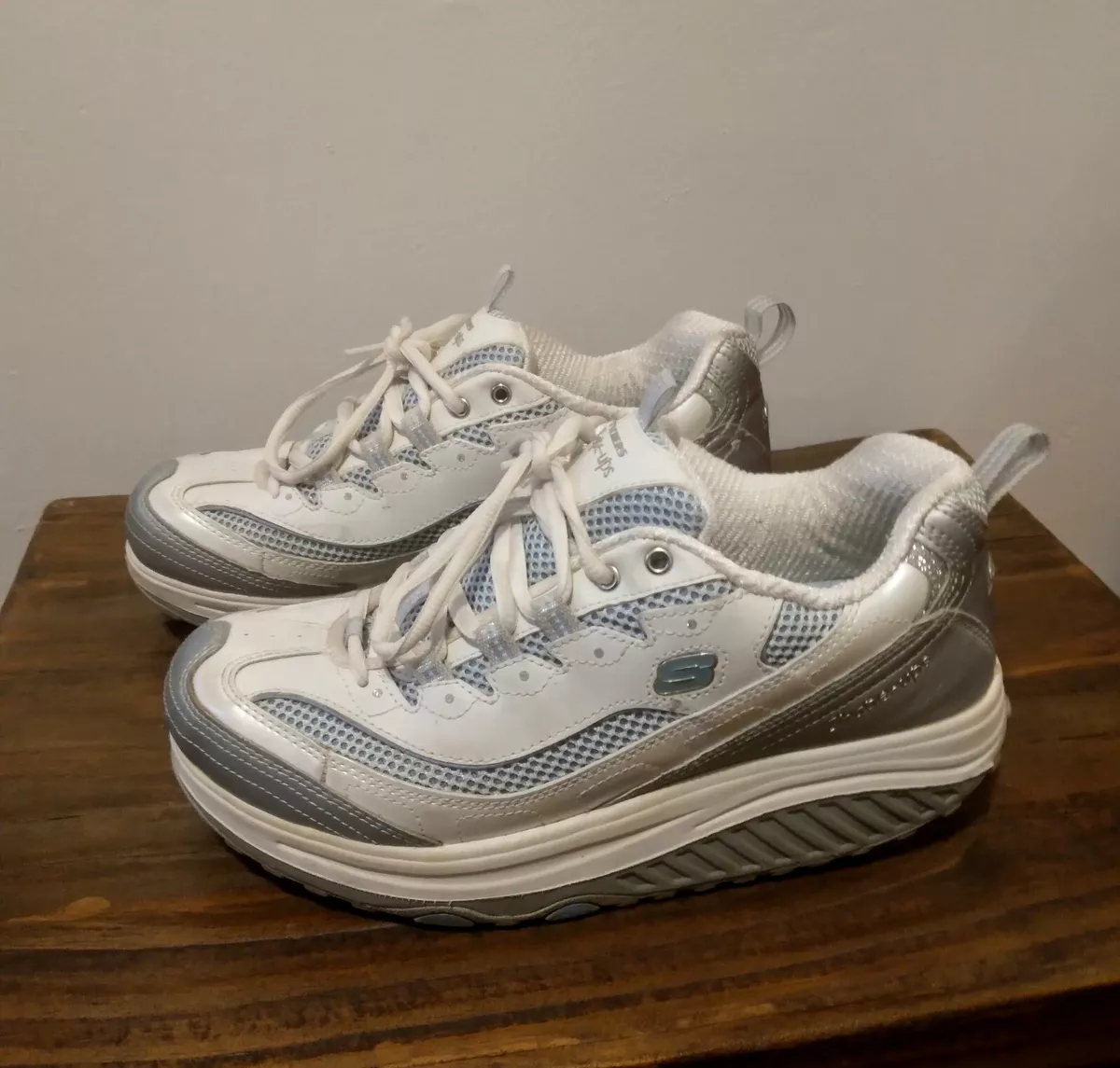 Skechers Shape-Ups Womens US 9, UK EUR 39, Walking Leather White/Gray | eBay