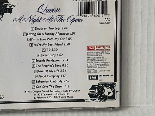 Queen - A Night At The Opera Korean CD Album Korea Vintage - Imagen 5 de 24