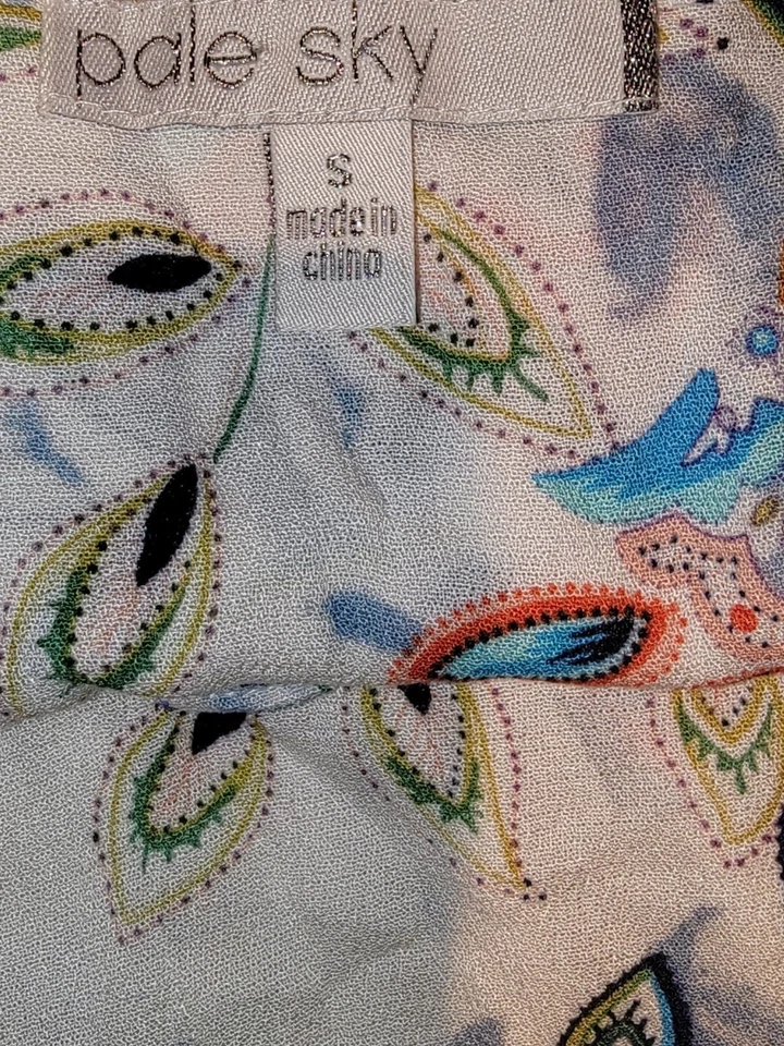 Nordstrom Pale Sky - Small - Paisley Blouse - EUC Foto 3 de 4