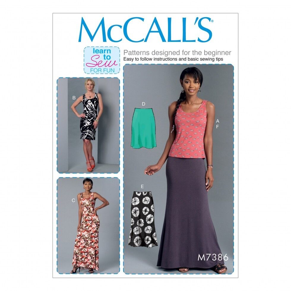 McCalls Ladies Easy Learn to Sew Sewing Pattern 7386 Knit Tank Top