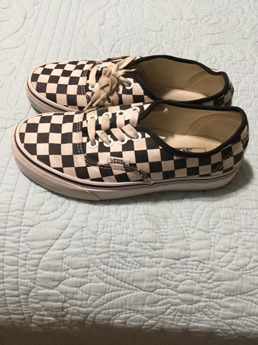 black and white checkered lace up vans