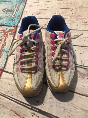 Nike Air Max 95 LE GS Youth 310830-120 White Gold Blue Pink US 6.5Y