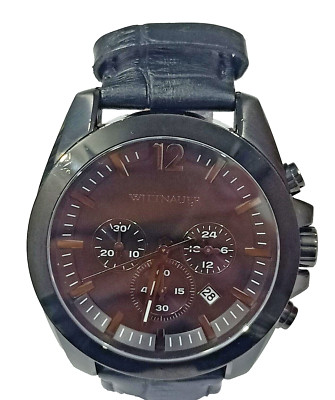 WN1010 WITTNAUER CHRONOGRAPH BLACK  STAINLESS STEEL WATCH PHOTO SAMPLE JM-77