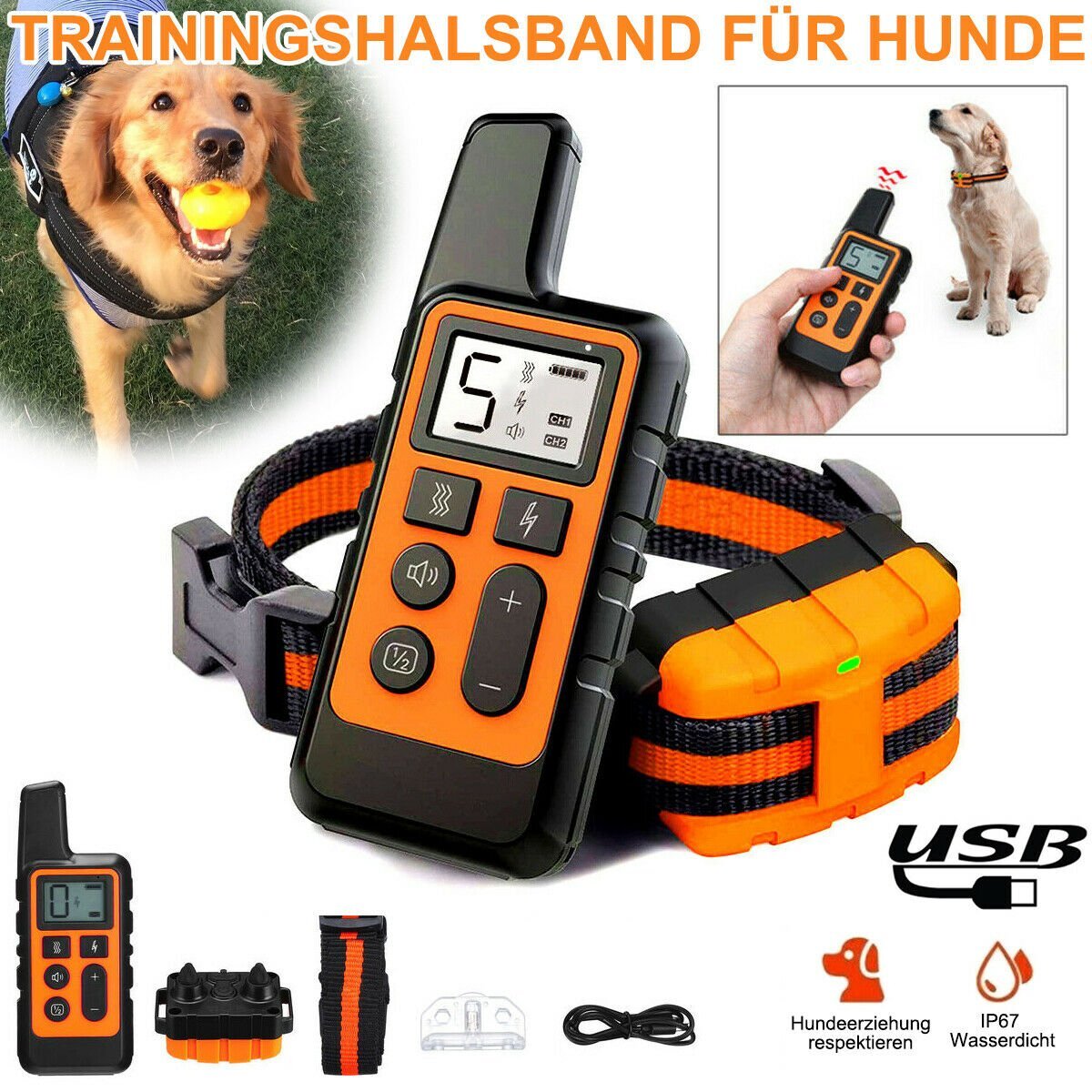 ferntrainer hund vibration und ton Halsband Katze Personalisiert Ferntrainer Erziehungshalsband Für Hunde –  Vibration/Ton, 4 Modi, Reichweite 800m, IPX6 Wasserdicht main image 1