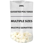 2Mil - Expandable Gusseted Poly Bags Clear Polyethylene Multiple Sizes LDPE