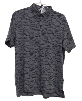 Adidas Man  Black Go-To Printed Black Polo Golf Shirt IL9629 Large
