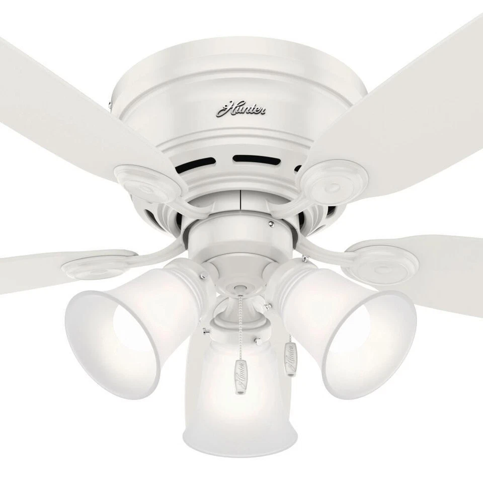 42" Small Room Fresh White Pull Chain Indoor LED Ceiling Fan Reversible Blade - Image 2 of 4