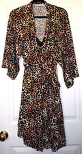 Nine West Women's 2 Piece Robe & Gown Cheetah Print Size 2X New