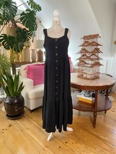 NWT ASOS DESIGN Button-Up Tie Back Maxi Dress, Black, Women's Size 14