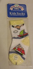 1992 new Baby King Kids Socks Babyking BK 805 Sizes 4-5 1/2 Sailboat in pack vtg