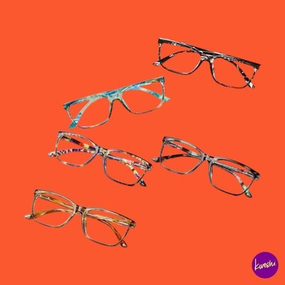 KERECSEN Unisex Lesebrillen Set, gemischte Farben, 0,00 Dioptrien, 5er Pack