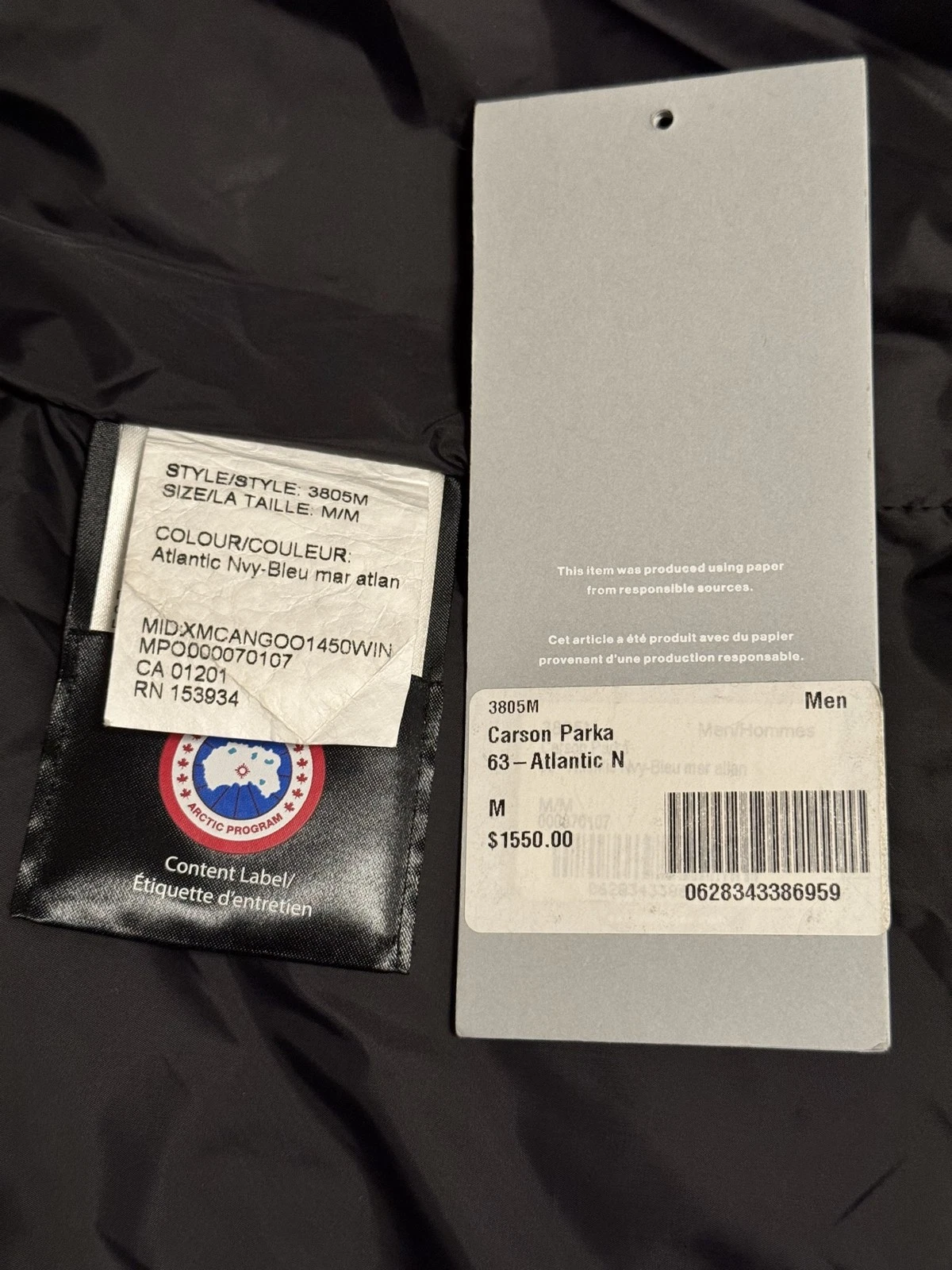 Canada Goose Carson Parka Atlantic Navy Men's M Fur Trim - product detail image 9