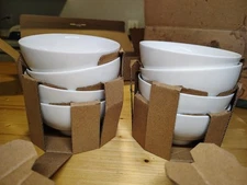 Dowan 10 oz Bowls (Set of 8) White Ceramic 4.25" Oven/Dishwasher/Microwave Safe