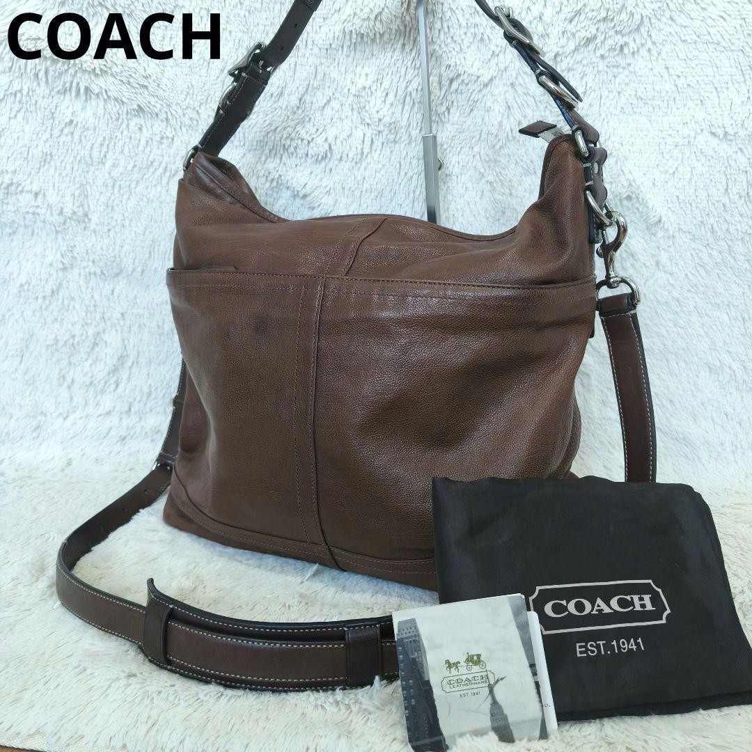 COACH Harrison Brown Leather 2-Way Tote Shoulder Bag Preowned