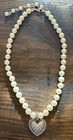 Judith Jack Faux Pearl Necklace w/ 925 Sterling Silver Marcasite Heart Pendant