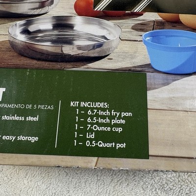 Ozark Trail Space-Saving 5-Piece Cookware Mess Kit Stainless Steel
