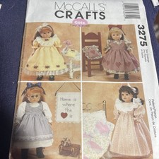 Vtg MCCALLS PATTERN 3275 DRESSES NIGHTGOWN 18" PERIOD DOLL CLOTHES UNCUT FF