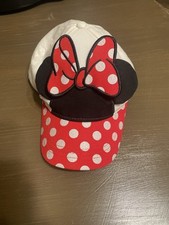 Youth Girls MINNIE MOUSE HAT white red black silver EARS  BOW Ball Cap Disney