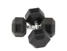 BalanceFrom Rubber Encased Hex Dumbbells, 50 lbs Pair, Black