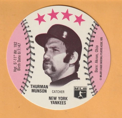 Thurman Munson New York Yankees 1976 Isaly Discs #41 Kent State Flashes