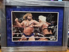 Autographed Hacksaw Jim Duggan Ric Flair Framed & Matted Photo 18x24 JSA Cert. 