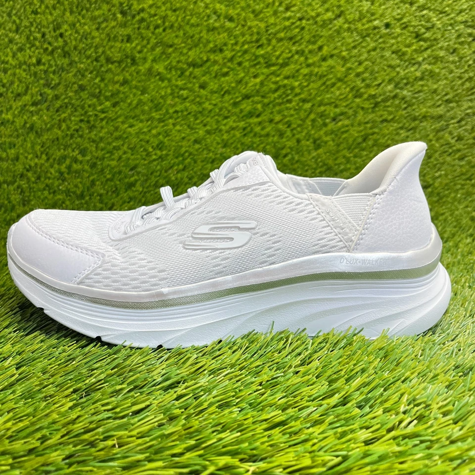 Zapatillas deportivas Skechers D'Lux Walker para mujer talla 9 blancas verdes Foto 3 de 4