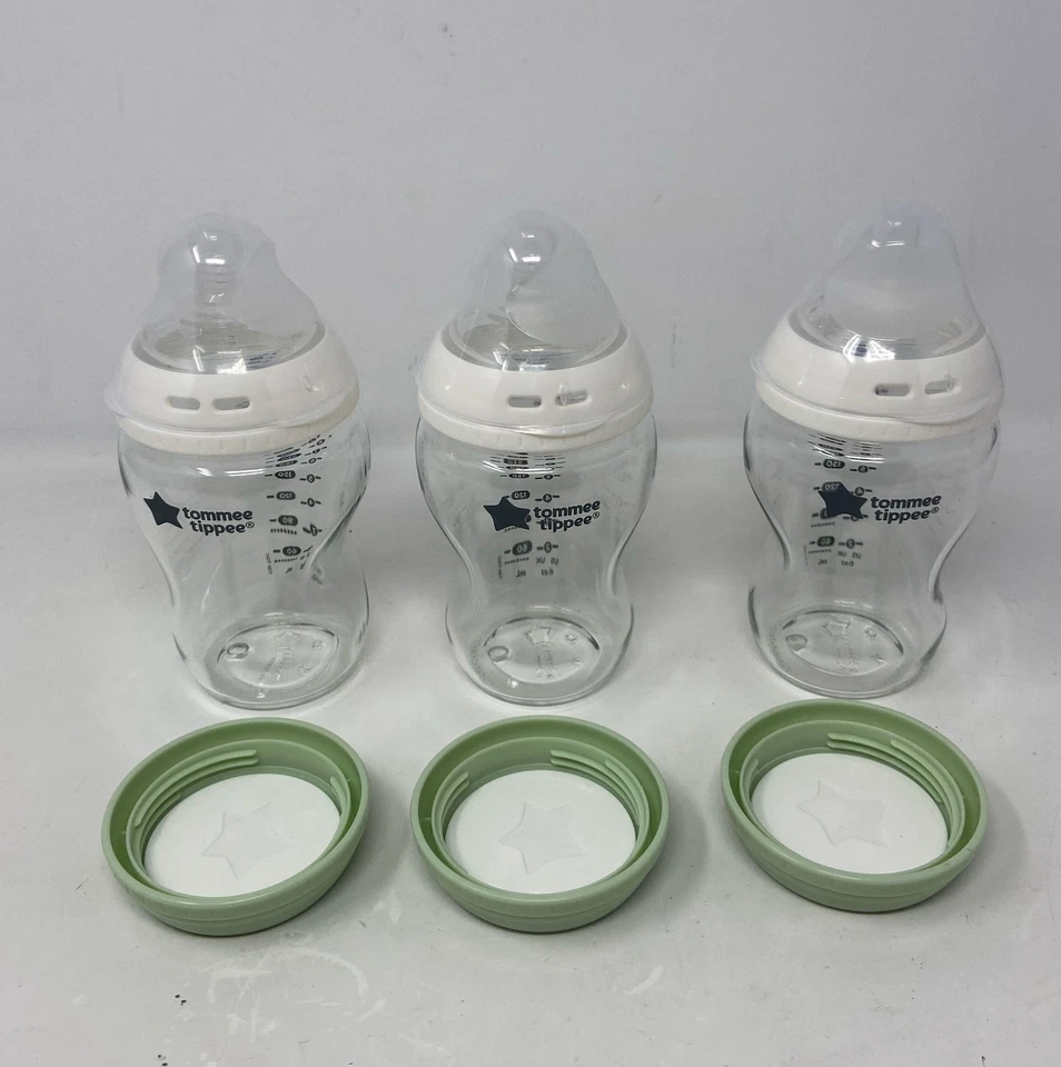 Tommee Tippee Natural Start 3 en 1 biberones de vidrio 9 oz paquete de 3 - transparente/blanco Foto 3 de 4
