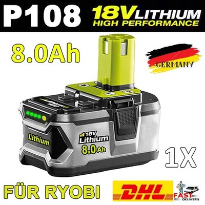 1X 8.0Ah 18V Akku Für RYOBI One Plus Lithium RB18L50 P108 Batterie DE 18 Volt 