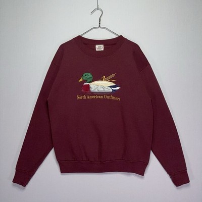 VTG 90s North American Outfitters Sweatshirt - Mallard Duck - Burgundy - Mens XL