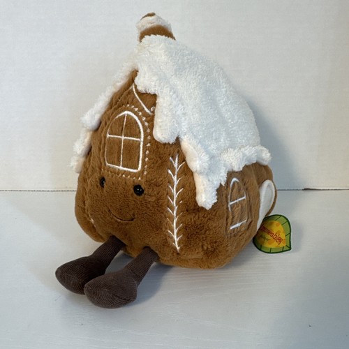 Jellycat Amuseable Gingerbread House Soft Plush Large 8" Embroidered Christmas