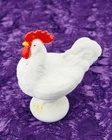 Vintage Westmoreland Milk Glass Standing Rooster 2 Piece Covered Dish Pedestal