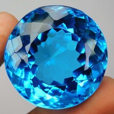 Certified 95.45 Ct Blue Aquamarine Round Cut Brazil Extremely Natural Gemtone