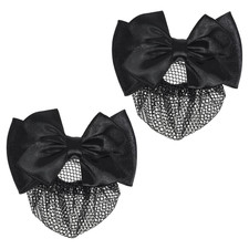 2 Pieces Hair Snood Net, Women's Bun Cover Hairnet Satin Bow Barrette French Cli