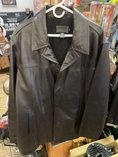 J. Crew Premium Heavy Leather Jacket Wool Lined Men's XLT Jacket Mocha Brown