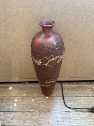 Japanese Tokoname Redware Dragon Vase Late Meiji/Taisho Era