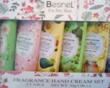 Besnel Fragrance HAND CREAM Gift Set for DRY SKIN • 6 tubes, 1.06 oz • Glycerin
