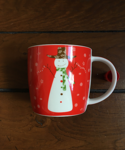 Mug De Noël En Céramique Rouge - Bonhomme De Neige - Tasse à Café Fun Pop (10cm)