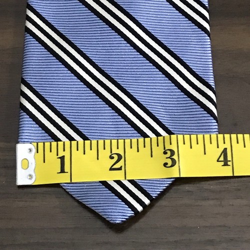 Brooks Brothers Makers blau schwarz weiß Repp handgefertigte Seide gewebt in England - Bild 9 von 10