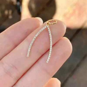 Authentic Radiant Crescent Wishbone Moissanite Talisman In 14K Gold
