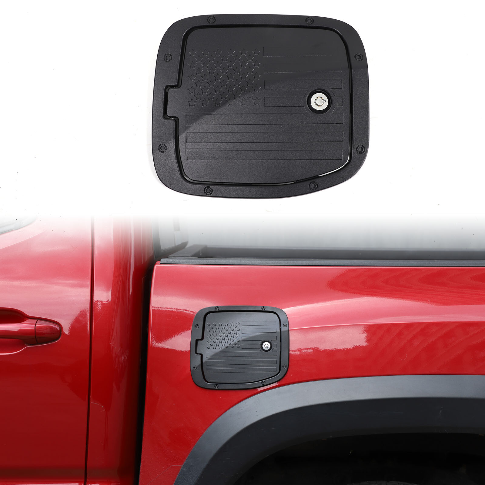 US Flag Door Fuel Tank Cover W/Lock Gas Cap Accessories For Toyota Tacoma 16-22