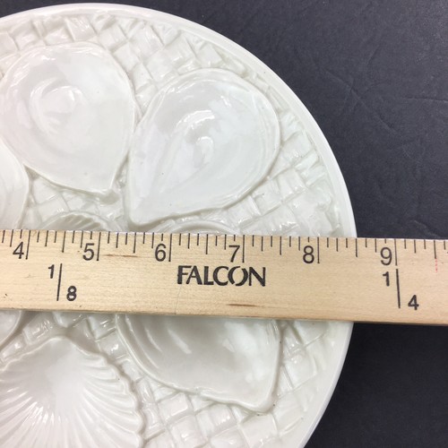 Antique Royal Worcester Oyster Fish Service Plate Seashells Basket weave 8.5" - Picture 6 of 8
