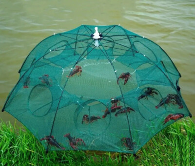 Kit 2 Nasse Ombrello Pesca Granchio Blu Seppie Gamberi Mare Fiume Rete Inganno