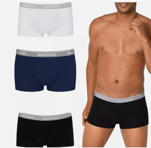 Sloggi Uomo GO - Confezione da 3 Boxer Hipster a Vita Bassa Nero Grigio Blu Bianco Intimo - Foto 7 di 12