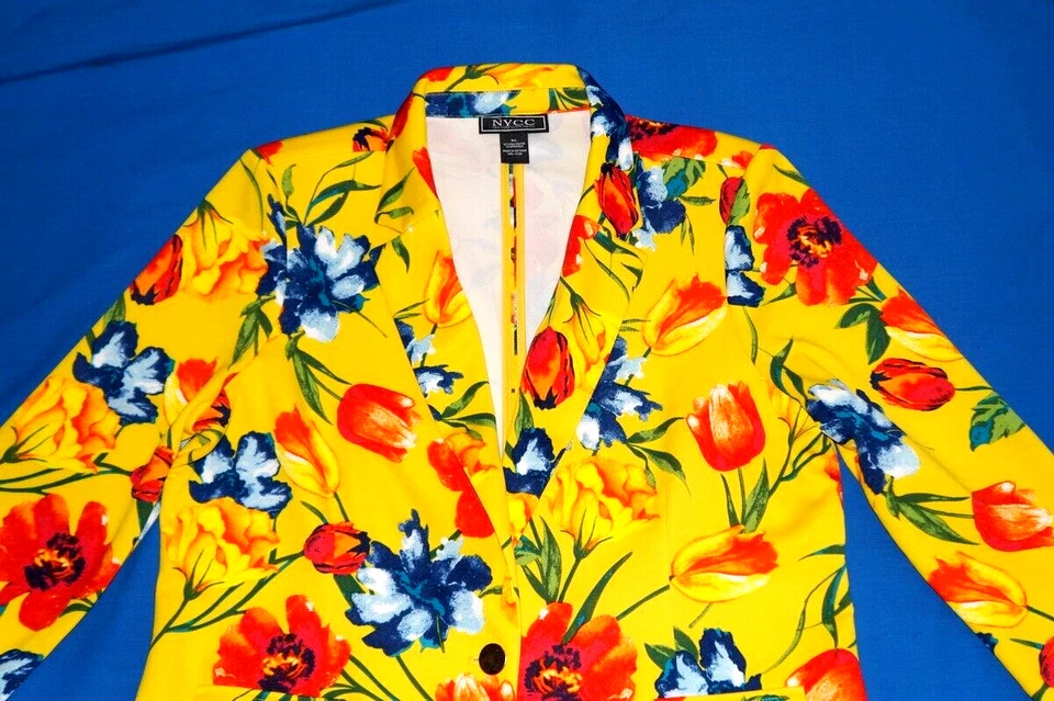 Lote de 2 Blazers Kelly Renee 1X Negro Nuevo con Etiquetas, NYCC XL Amarillo Floral Usado Foto 4 de 4
